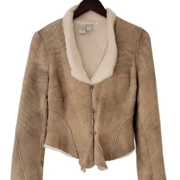DVF Suede Beige Draped Distressed Jacket - Picture 2 of 13